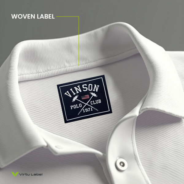 a white polo shirt with a logo on it