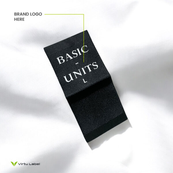 woven label on white background