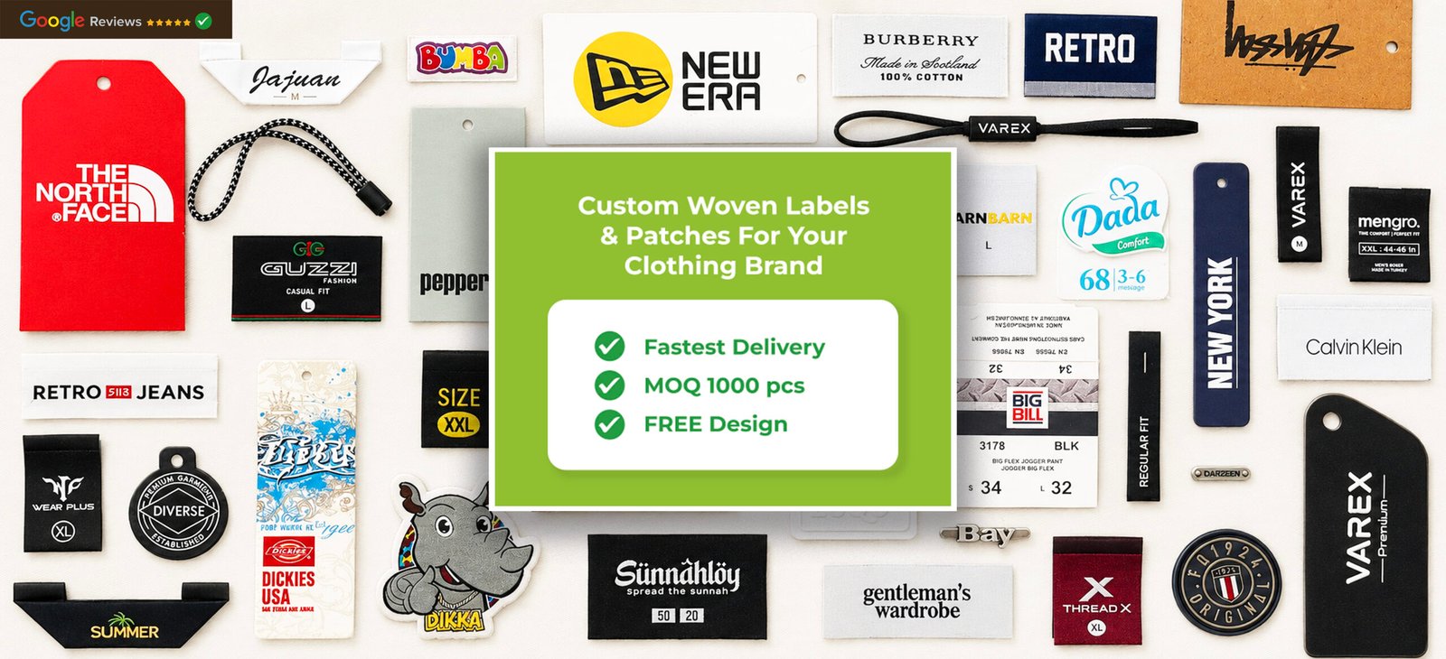 Custom woven label and hang tag banner for clothing brands in Bangladesh