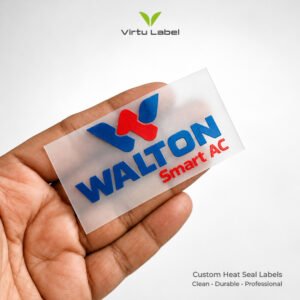 Custom Walton Smart AC heat seal label for clothing and apparel branding
